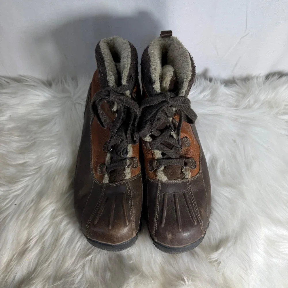Timberland Waterproof Winter Boots Brown Leather Faux Fur Lined 93104 Mens 10.5M